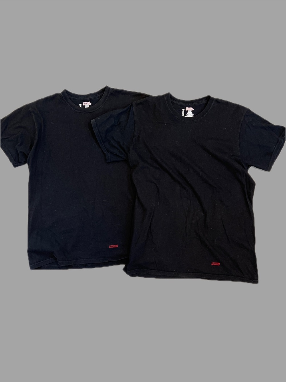 Men’s Hanes x Supreme Black Short-Sleeve Crewneck Undershirt Tee x2